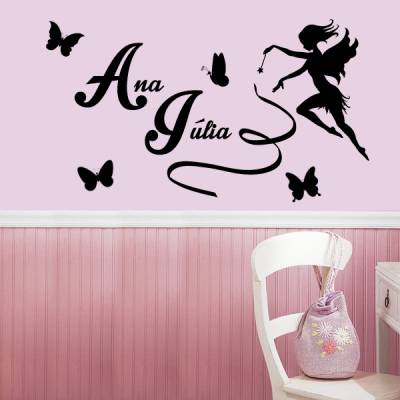 Adesivo de parede Fada com nomes personalizado modelo 1