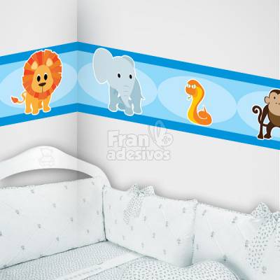 Faixa Decorativa para quarto infantil Safári - Azul
