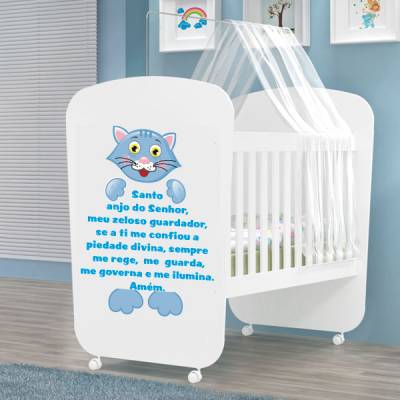 Adesivo para Berço - Gatinho - Oração Santo Anjo