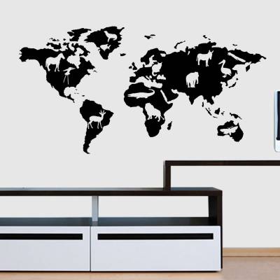 Adesivo De Parede Mapa Mundi Com Animais