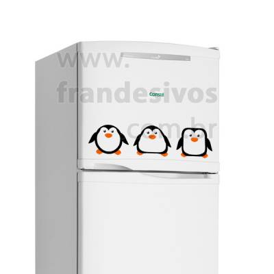 Adesivo de Geladeira 3 Pinguins