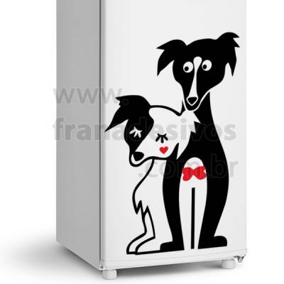 Adesivo de Geladeira Cachorros / Cachorrinhos Apaixonados