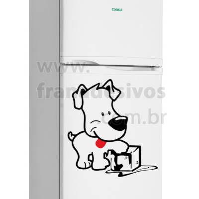 Adesivo de Geladeira Cachorro / cachorrinho com gelo