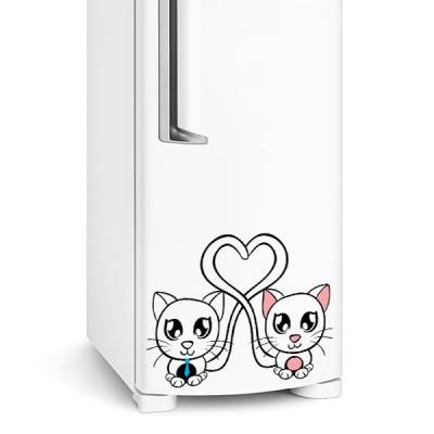 Adesivo de geladeira casal de gatinhos
