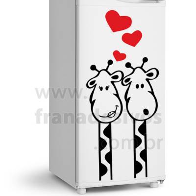 Adesivo de Geladeira Casal de Girafa / Girafinha