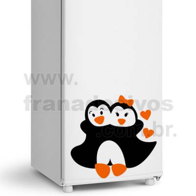 Adesivo de Geladeira Casal de Pinguim