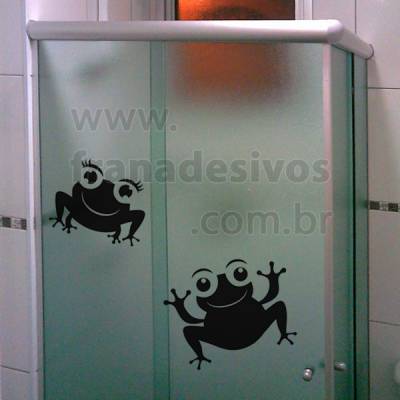 Adesivo para Box de Banheiro Casal de Sapinhos