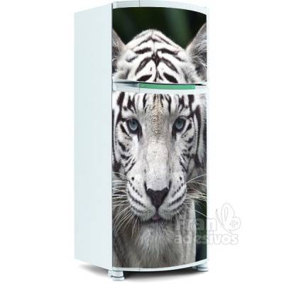 Adesivo para Geladeira Inteira - Tigre Branco