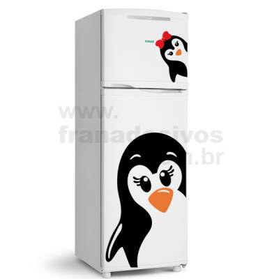 Adesivo de Geladeira Pinguim com filhote