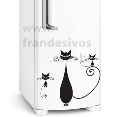 Adesivo de Geladeira Gatinha com Filhotes