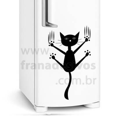 Adesivo de Geladeira Gato / Gatinho Pendurado