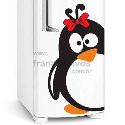 Adesivo de Geladeira Pinguim de laço