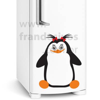 Adesivo de Geladeira Pinguim com lacinhos
