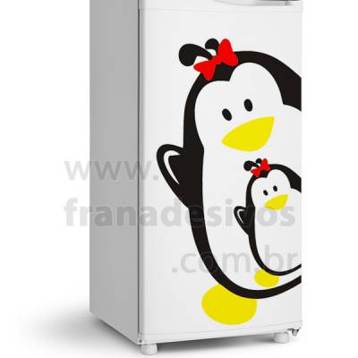 Adesivo de Geladeira Pinguim com laço