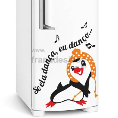Adesivo de Geladeira Pinguim se ela dança eu danço