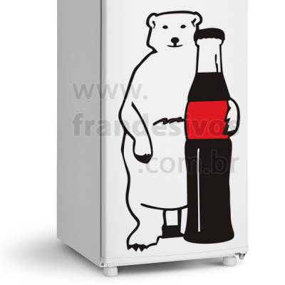 Adesivo de Geladeira Urso Polar com coca cola