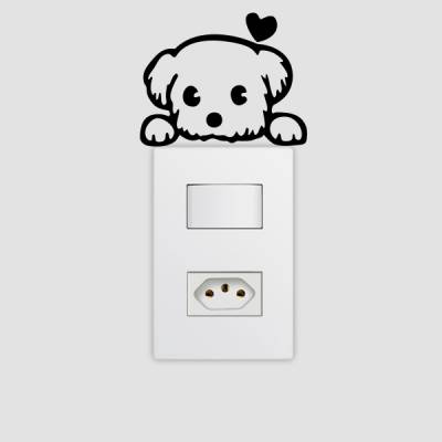 Adesivo de Parede para Interruptor Cachorrinho com Coração