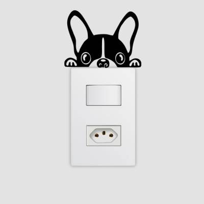 Adesivo de Parede para Interruptor Cachorrinho Curioso
