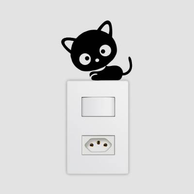 Adesivo de Parede para Interruptor Gatinho Assustado