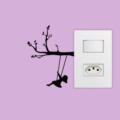 Adesivo de Parede para Interruptor Menina do Balanço
