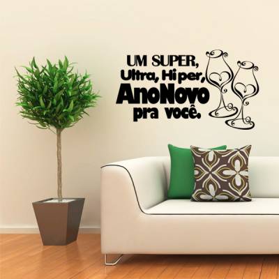 Adesivo de parede Frase de Ano Novo  Um super ultra híper