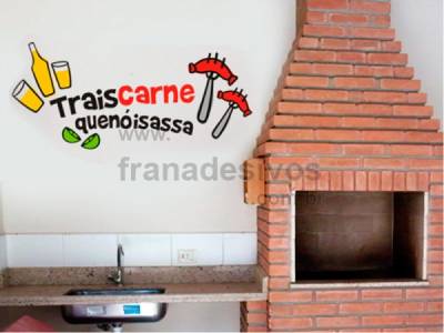 Adesivo Para Parede Trais Carne que Nóis Assa