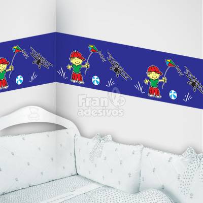 Faixa decorativa Menino soltando pipa - Azul Escuro
