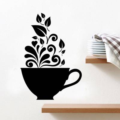 Adesivo de Parede Cozinha Xícara com Floral