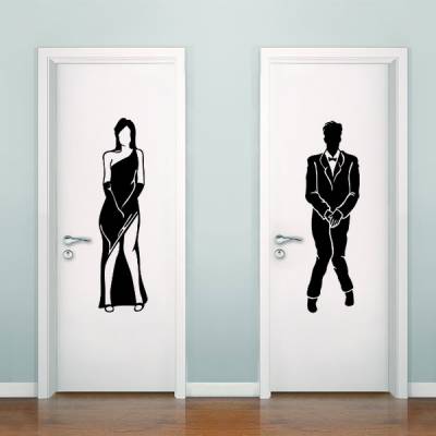 Adesivo de Parede para Banheiro Masculino e Feminino ou Casal 