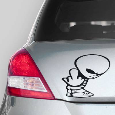 Adesivo De Carro Aliem Mostrando o Dedo Do meio