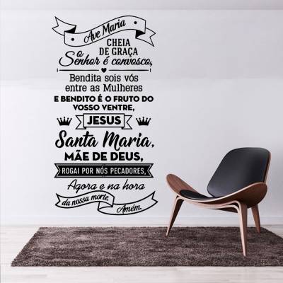 Adesivo de Parede Oração Ave Maria Vertical