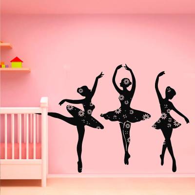 Adesivo De Parede Bailarinas Posições Floridas
