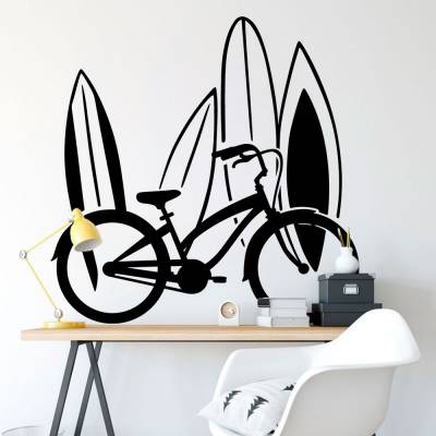 Adesivo de Parede Bicicleta E Pranchas