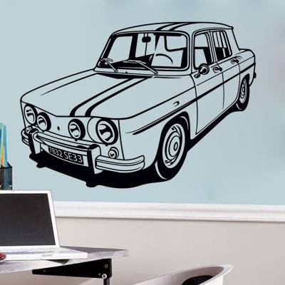 Adesivo de Parede Carro Retro Com Faixas