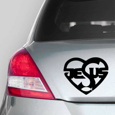 Adesivo de Carro Coração Escrito Jesus
