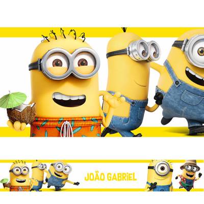 Adesivo de Parede Faixa Minions Nome Personalizados Amarela