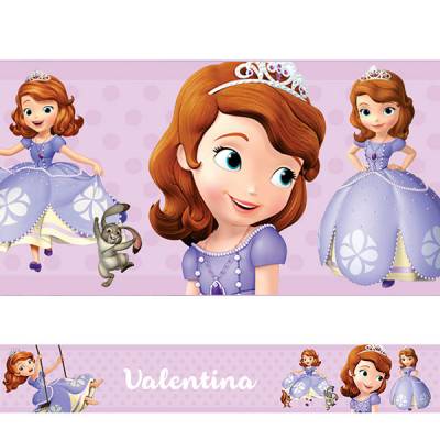 Adesivo de Parede Faixa Personalizada Princesa Sofia Lilás