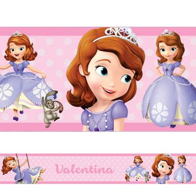 Adesivo de Parede Faixa Personalizada Princesa Sofia Rosa Claro