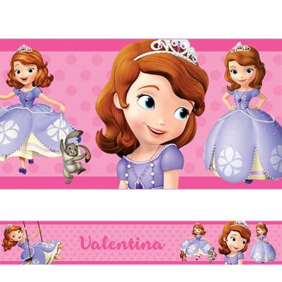 Adesivo de Parede Faixa Personalizada Princesa Sofia Rosa