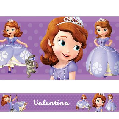 Adesivo de Parede Faixa Personalizada Princesa Sofia Roxa