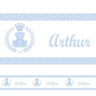 Adesivo de Parede Faixa Personalizada Urso Azul Claro