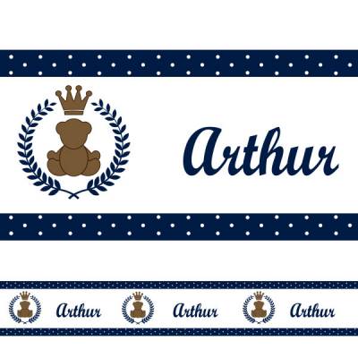 Adesivo de Parede Faixa Personalizada Urso Azul Escuro