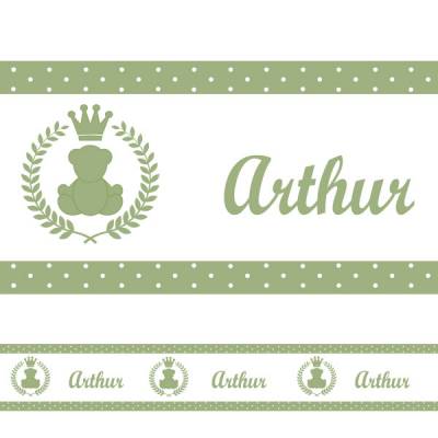Adesivo de Parede Faixa Personalizada Urso Verde Malva