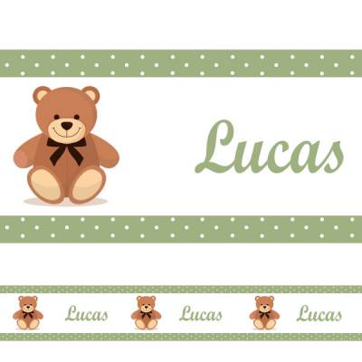 Adesivo de Parede Faixa Ursinho com Laço Verde Malva