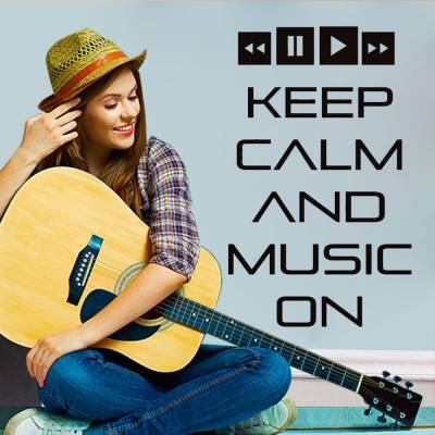 Adesivo de Parede Frase Keep Calm And Music On