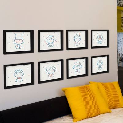 Kit com 8 Quadros Decorativos Com Moldura Personagens Cultura Pop