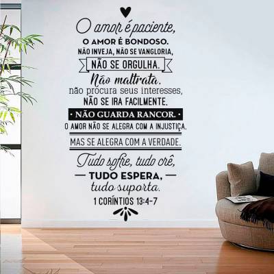 Adesivo de Parede Frase O Amor É Paciente
