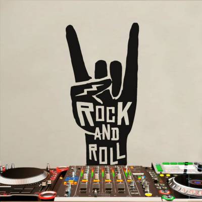 Adesivo de Parede Frase Rock And Roll Personalizada