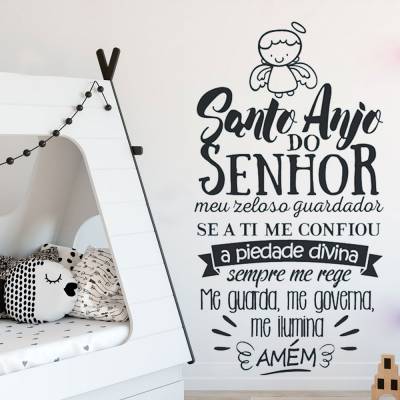 Adesivo de Parede Oração Santo Anjo