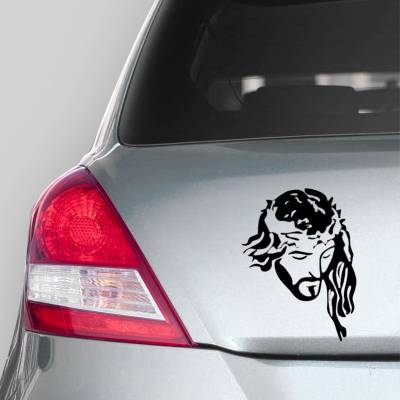 adesivo de carro Silhueta do Rosto de jesus na cruss